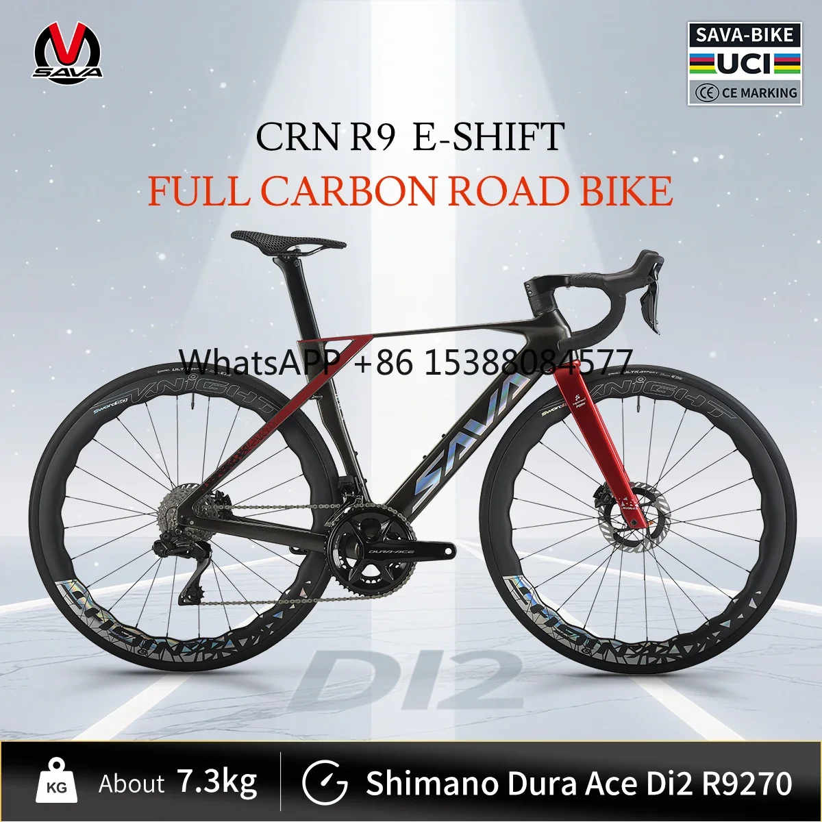 CRN R9 Full Carbon Fiber Electronic Shift Road Bike Ultra-lightweight 7.3kg Equipped with  DURA-ACE 9270 Di2 Kit