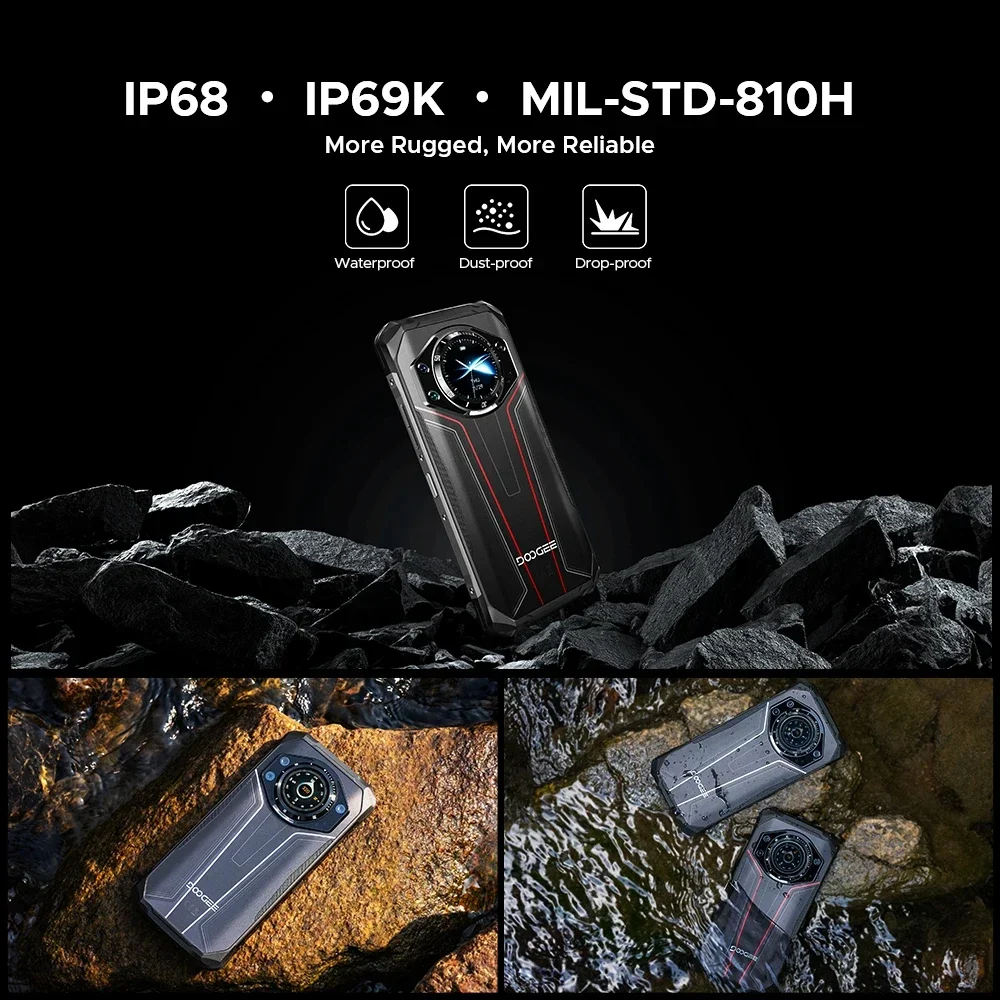 DOOGEE S119 Rugged Smartphone6.72 Inch FHD+ Android 14 8GB 512GB 100MP AI Main Camera 10200mAh Battery 33W Mobile Phone NFC