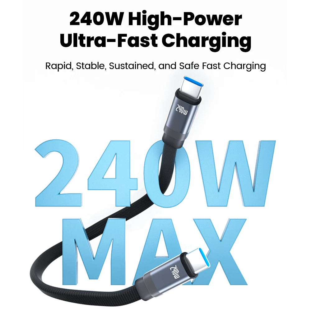 20CM Short USB Type C Cable Magnetic Braided 240W Fast Charging Type C To Type C Cable for iphone 15 16 17 Samsung Huawei