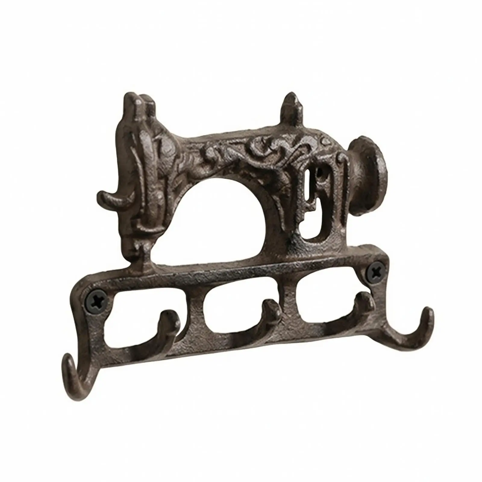 Sewing Machine Hook Rack Wall Mounted Cast Iron Vintage Decor for Sewing Corner Entryway Storage Five Hooks Sturdy Holder for