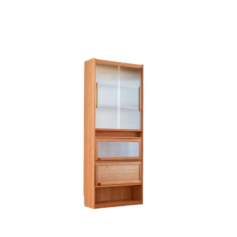 Cherry wood whole wall integrated card holder bookcase to the living room solid wood floor-to-ceiling bookcase