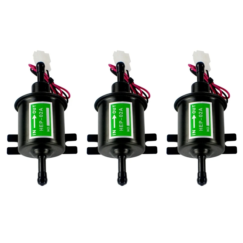 3X Universal 12V Heavy Duty Electric Fuel Pump Metal Solid Petrol Inline Fuel Pump Transfer Pump 12 Volts HEP-02A