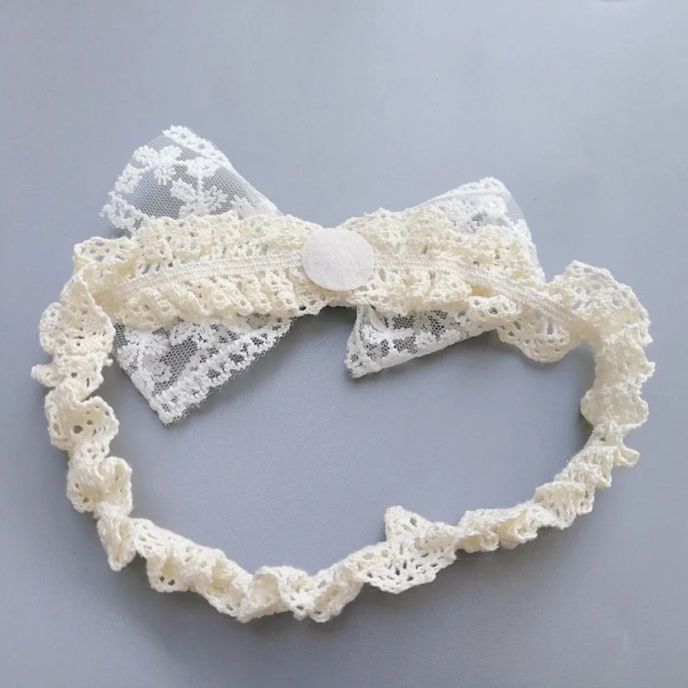 Summer Korean Bowknot Hair Band White Lace Bow Sweet Elastic Baby Headband Turban Newborn Hairband Baby's Photo