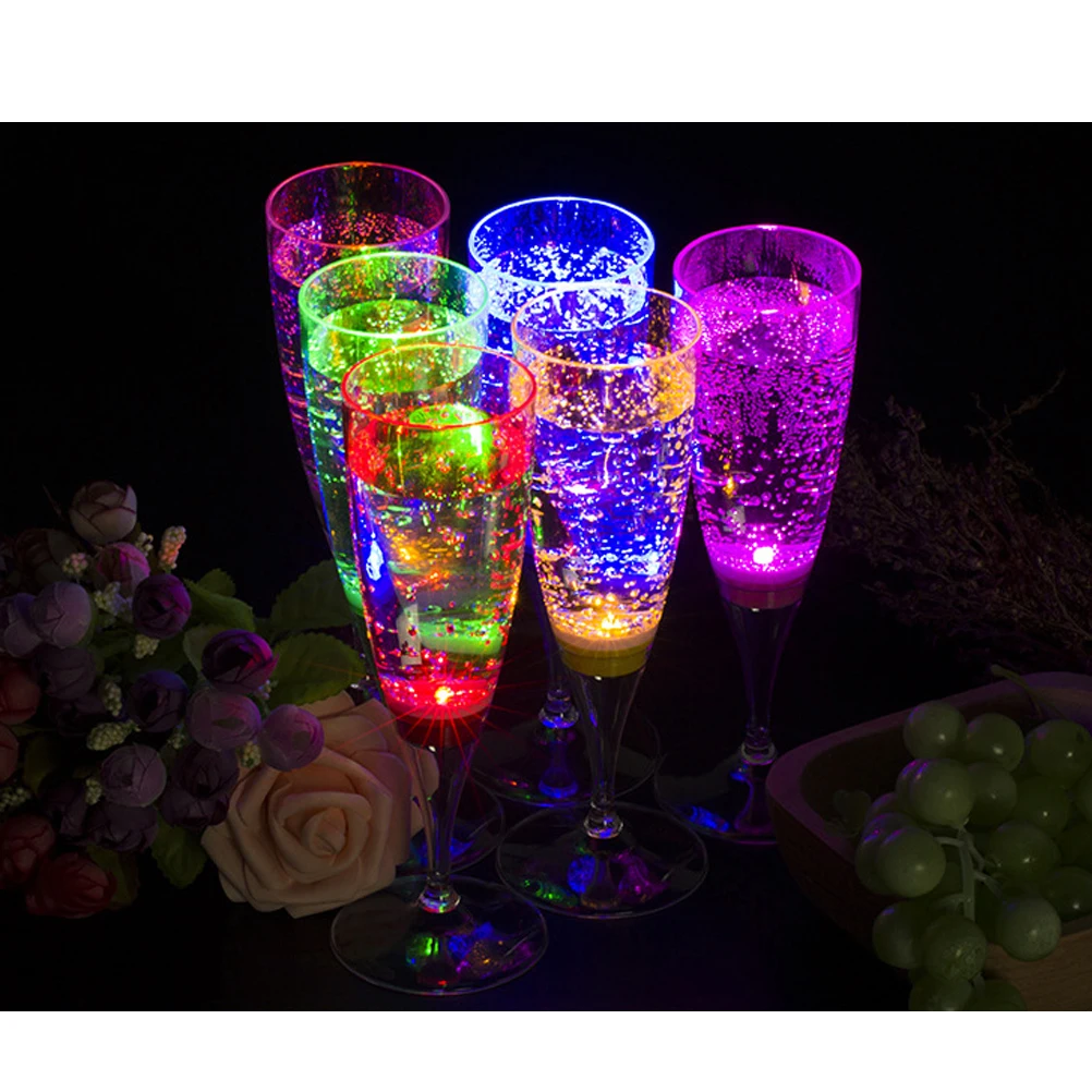 

6 LED Plastic Liquid Activated Auto Off Wedding Led Light Wine Cup Led Wine Glasses Party Festive Goblet Gifts
