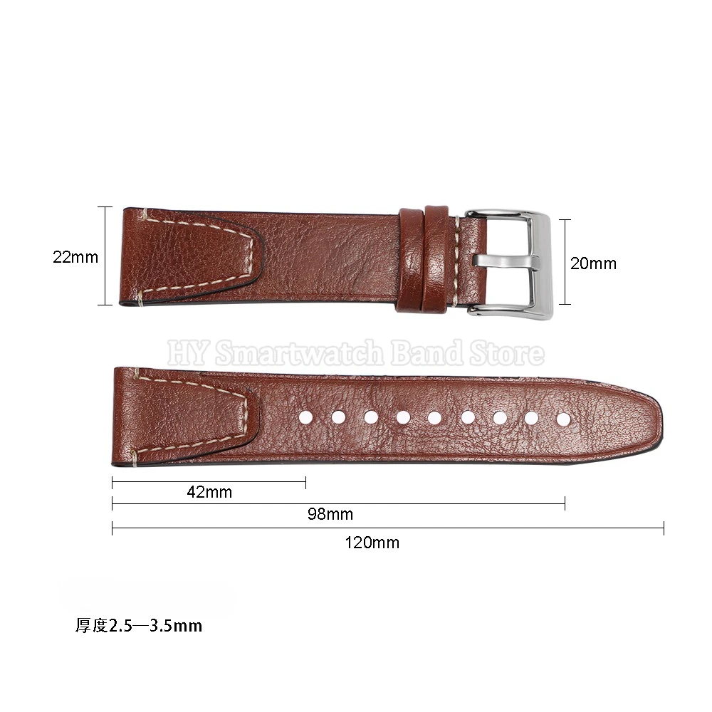 Винтажный масляный восковой ремешок для часов 20 мм 22 мм для Huawei Watch GT4/3/2, ремешок для Samsung для Seiko, универсальный браслет из воловьей кожи