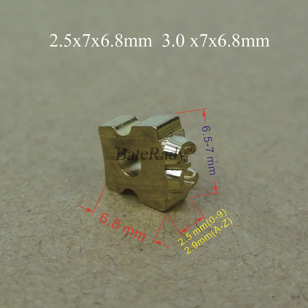 BateRady  Brass Letters 2.5x7x6.5MM DK1100 Solid Ink Coding Machine Hole Brass Letters,100pcs/box