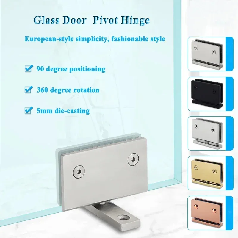 

Glass door pivot hinge 360 degree rotation SS304 die-casting shower hinge Display cabinet upper and lower hinge