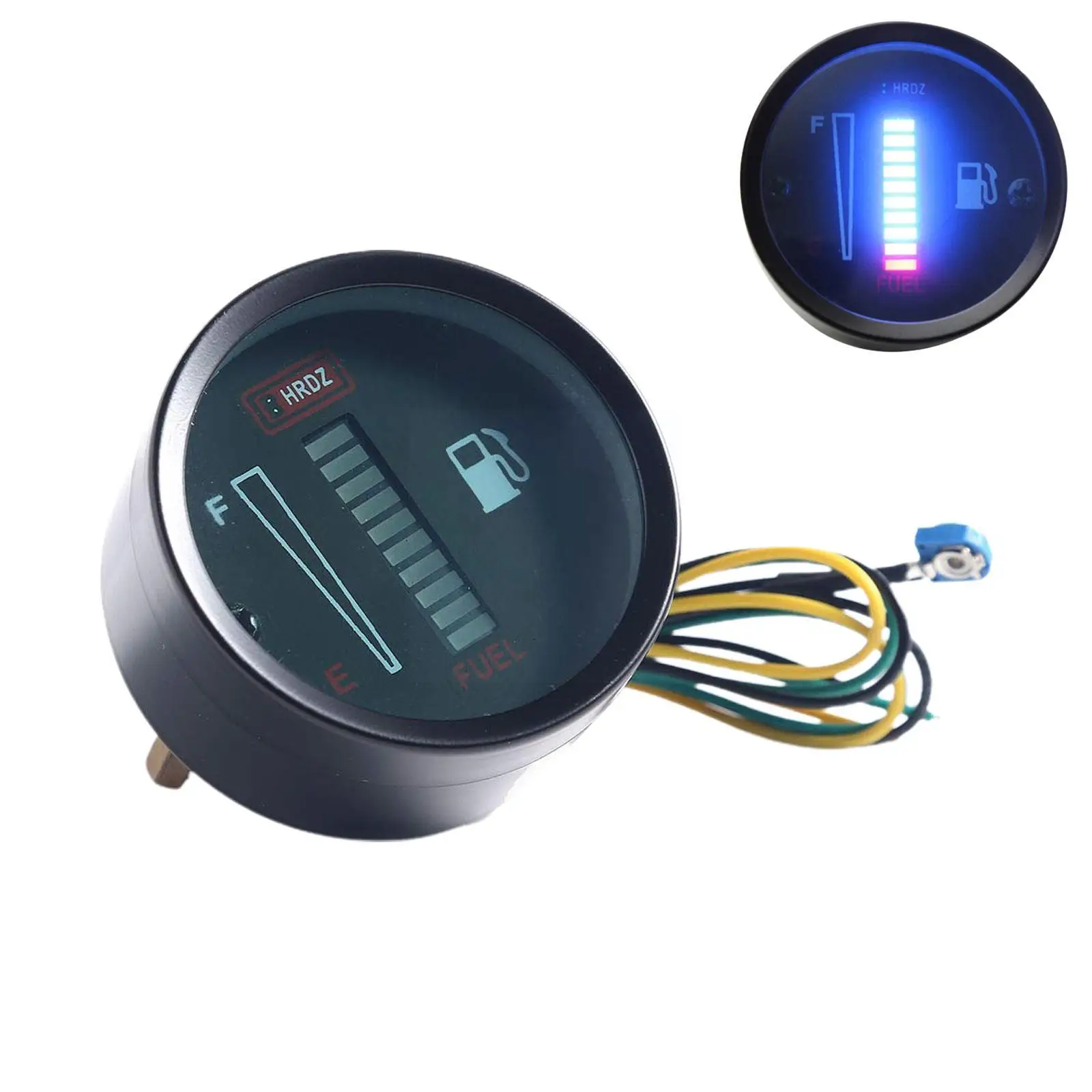 2 Inch 12V Motorcycle Fuel Gauge Blue Green LED Light Fuel Gauge Universal Car Digital Level Meter S9K7