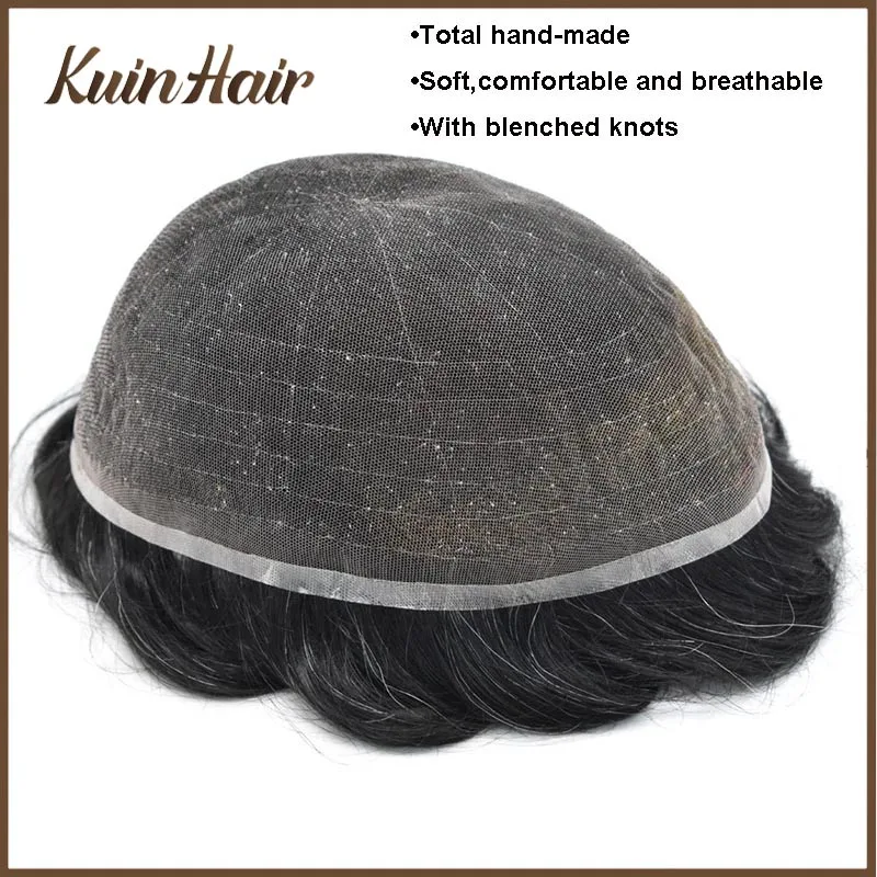 

Full Lace Base Men's Capillary Prosthesis Men Toupee Very Breathable Straight 30mm Wave 100% Remy Hair Wigs Replacement Systems