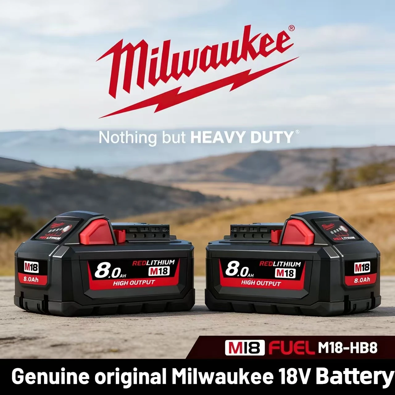 

100%Milwaukee M18 Battery M18B8 18V Li-ion For M18 Grinder Saw Drill Balanced Capacity Weight Drill Saw Wrench High Rechargeable