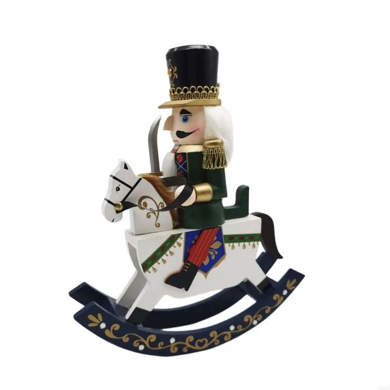 Holiday Shelf Display Figure, Christmas Soldier with Rocking Horse Form for Entryway, Desk, Party and Store 55KF