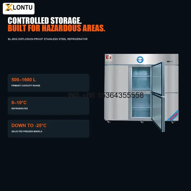 Wmwmnu for BL-BXG Explosion Proof Stainless Steel Refrigerator 500L to 1600L Upright Commercial Freezer for Petrochemical
