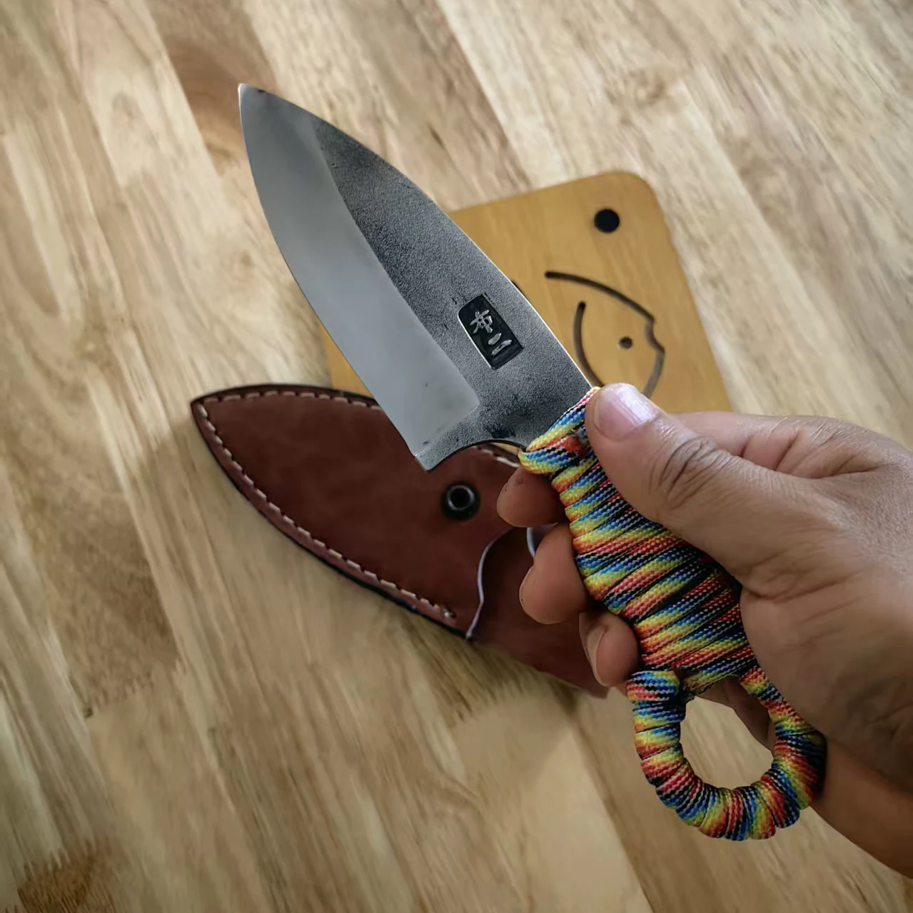 4 Inch Utility Knife With Cover 3-layers BG42 Aviation Special Steel Blade Cleaver Barbecue Paring Handmade Forged Kitchen Knife