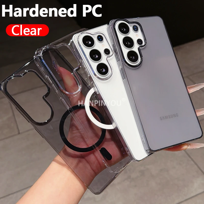 Ultrathin Hardened PC Clear Case For Samsung Galaxy S26 S25 S24 S23 S22 S21 Ultra Plus FE Edge Magnetic Shockproof Hard Cover