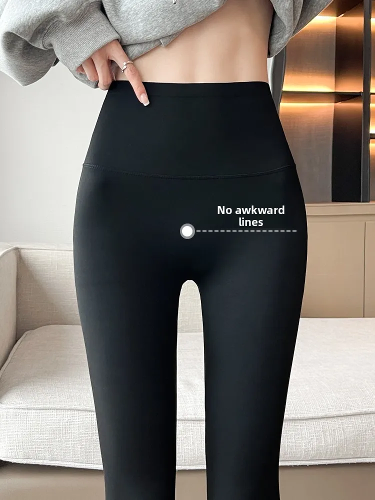 

High Waist Yoga Pants Women's Summer Thin Fit Sharkskin Tummy Control Fitness Gym Tight Black Leggings Bottoming Pants