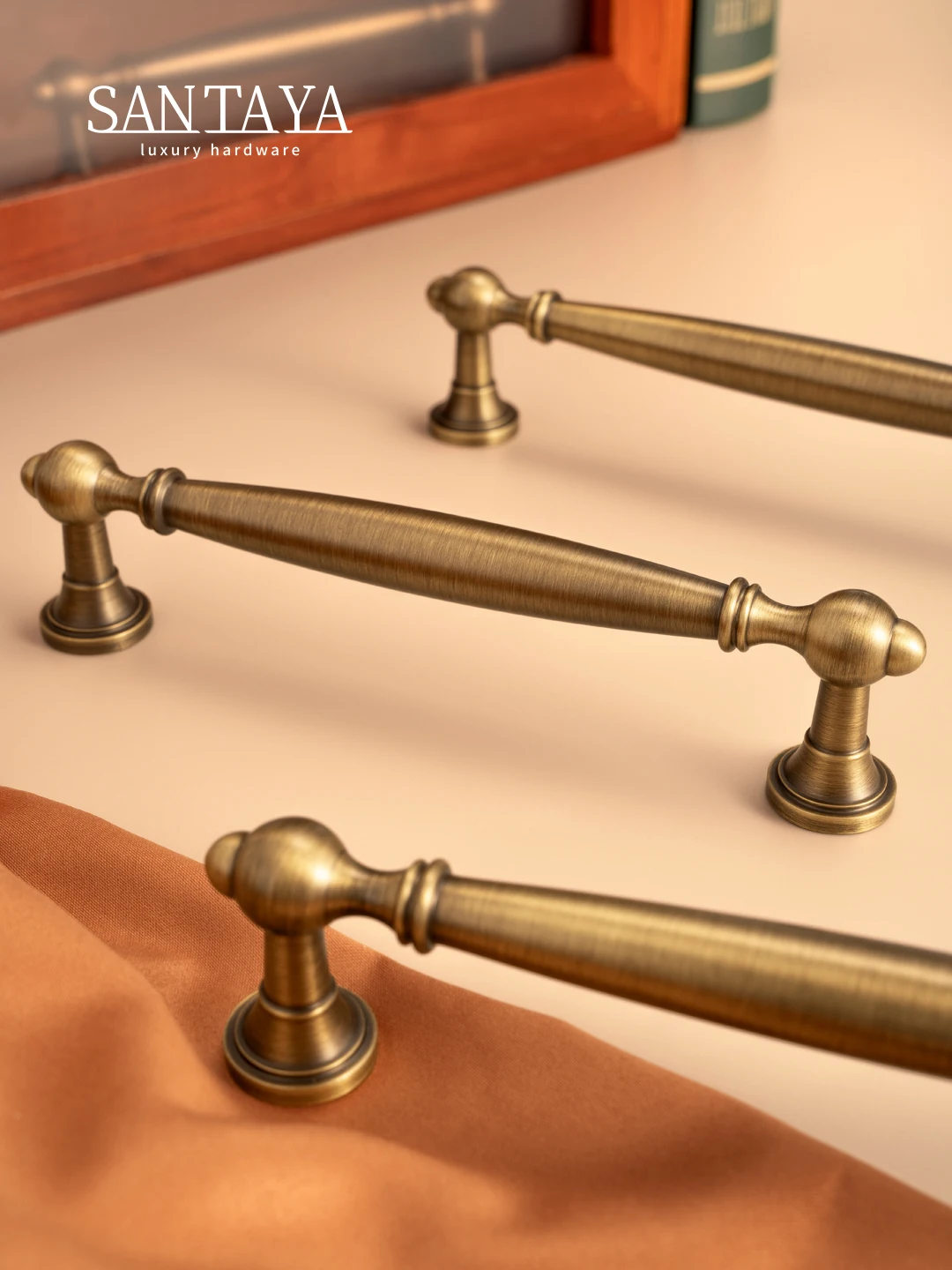 Santaya Solid Antique Bronze Pulls Brass Cabinet Knobs Furniture  Wardrobe Kitchen Handle Long Pull Drawer Handle