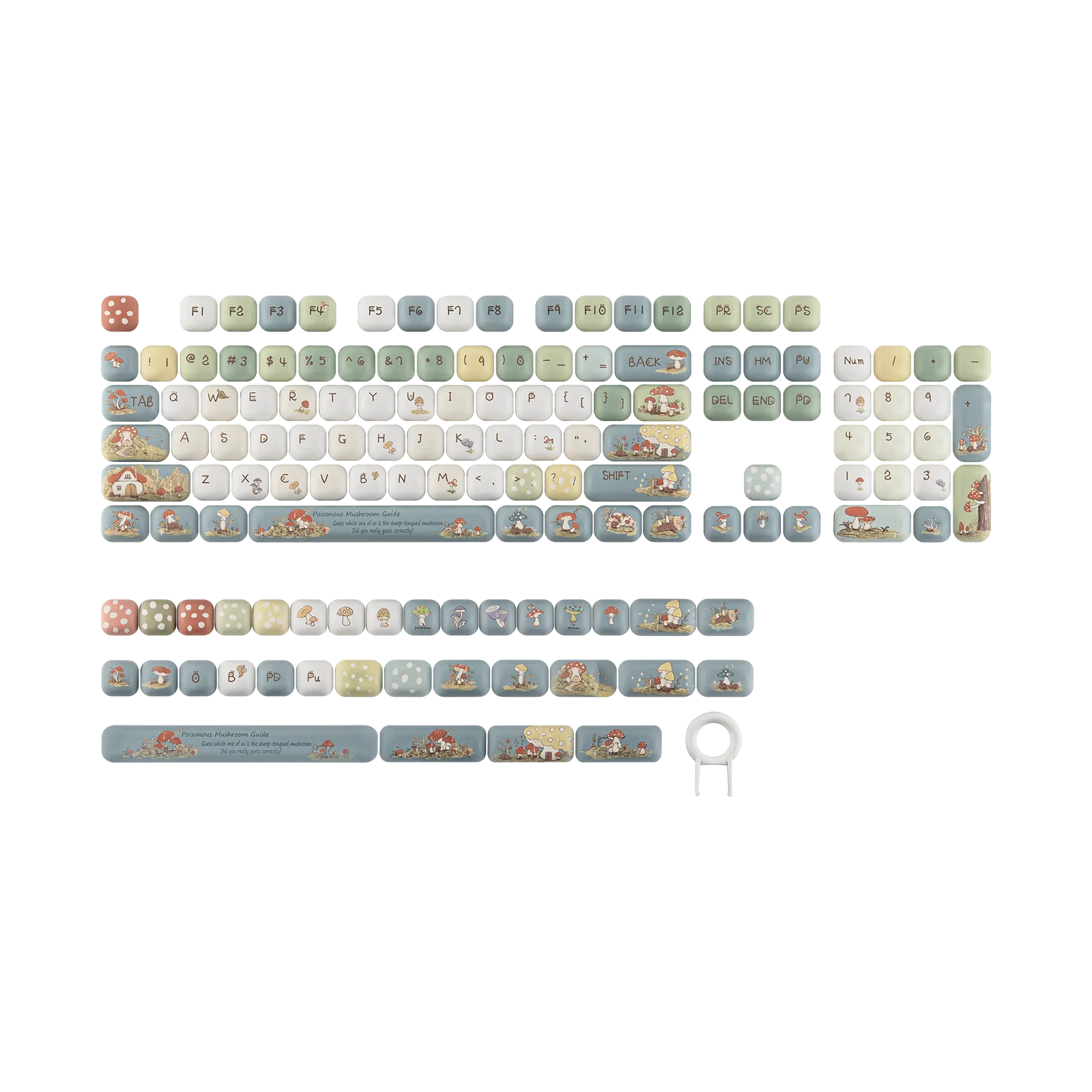 KiiBOOM Little Shroom Pack Keycap Set 137 Keys MOG Profile Dye-sub PBT Material Keycaps MX-Compatible for Mechanical Keyboards
