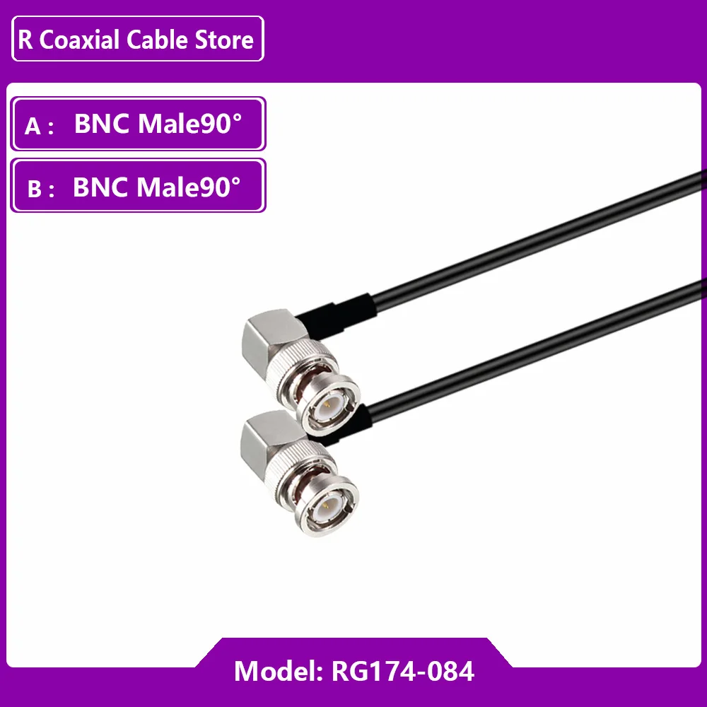 Cabo coaxial bnc macho para bnc, plugue macho rg316/rg175/rg58, cabo 50 ohm, conector de crimpagem dual bnc, plugue macho, fio 0.5m 1m 2m 5m, 1 peça
