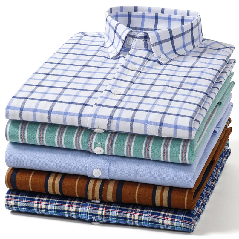 New 100% Pure Cotton Men Shirts Long Sleeve Dress Shirts Male Slim Social Business Blouse Solid Color Oxford Shirt 9XL 10XL 11XL