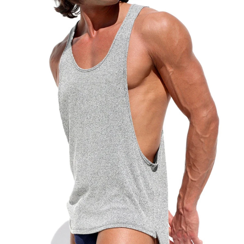 2024 Summer Fashion Loose Camisoles Men Sleeveless O Neck Straps Vest Tops For Mens New Sexy Irregular Hollow Out Tank Tops Male