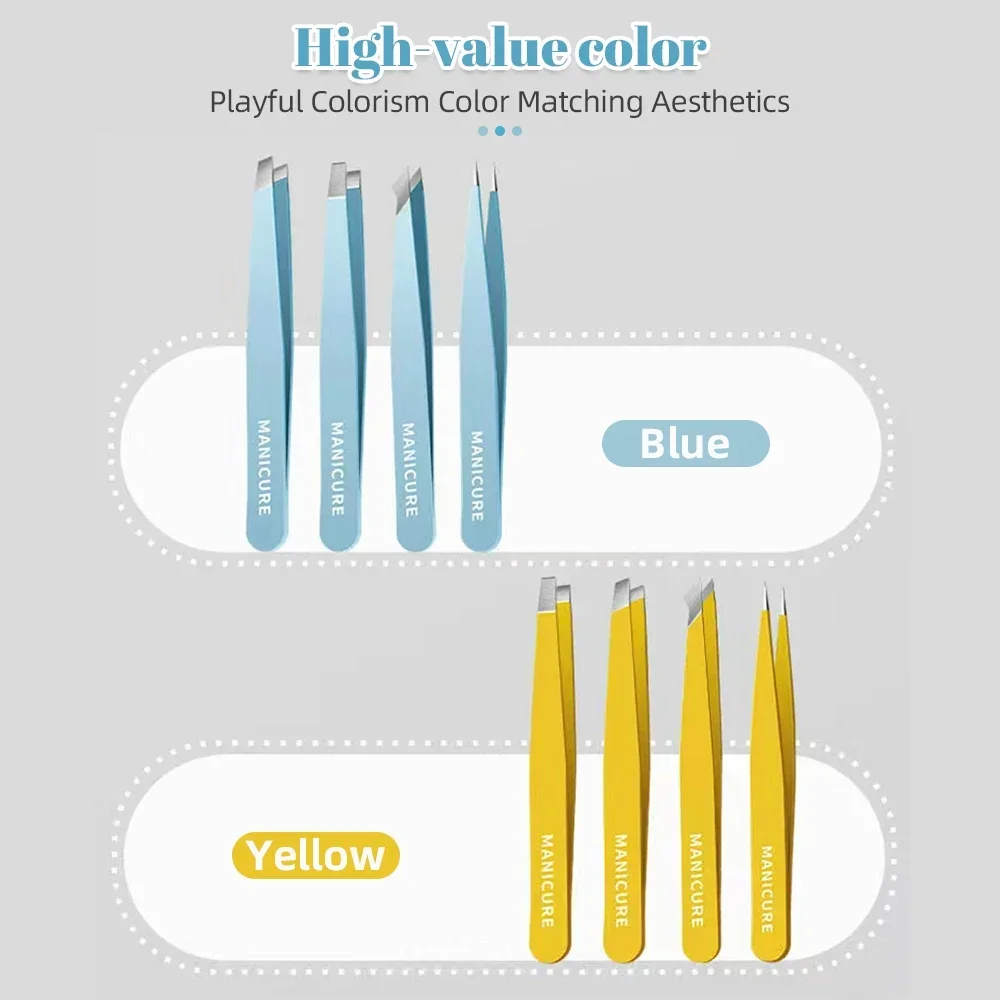Clip per sopracciglia pinzette in acciaio inossidabile Set di riparazione per sopracciglia impermeabile spiumatrice per capelli fini epilatore Clip per sopracciglia obliqua strumenti per il trucco