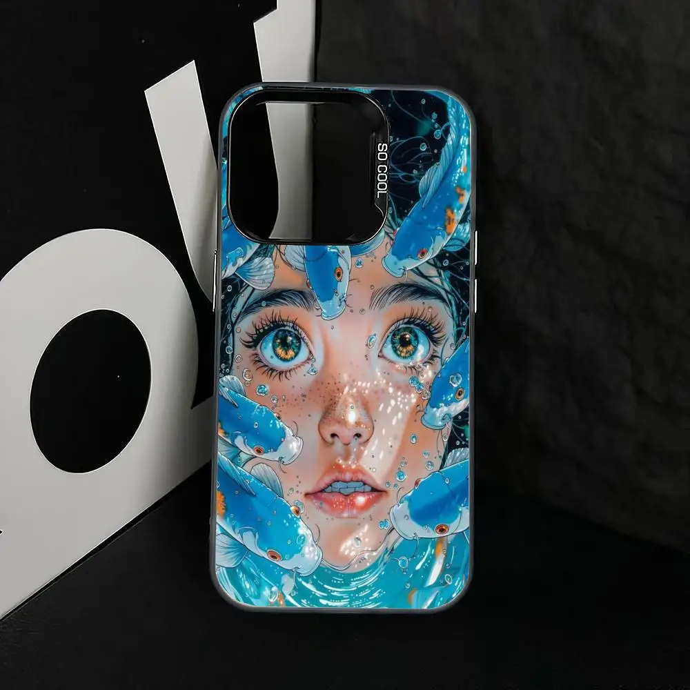 

Koi fish girl case for iPhone17 16 15 14 13 12 11 Pro/ Max/Plus shock-proof rear cover anti-fingerprint
