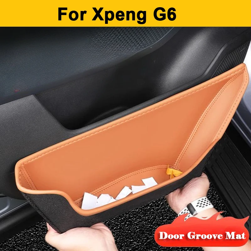 

Для Xpeng G6 XiaoPeng G6 2023 2024 2025 ящик для хранения передней и задней двери автомобиля, карман, кожаный коврик для дверного слота, аксессуары для интерьера
