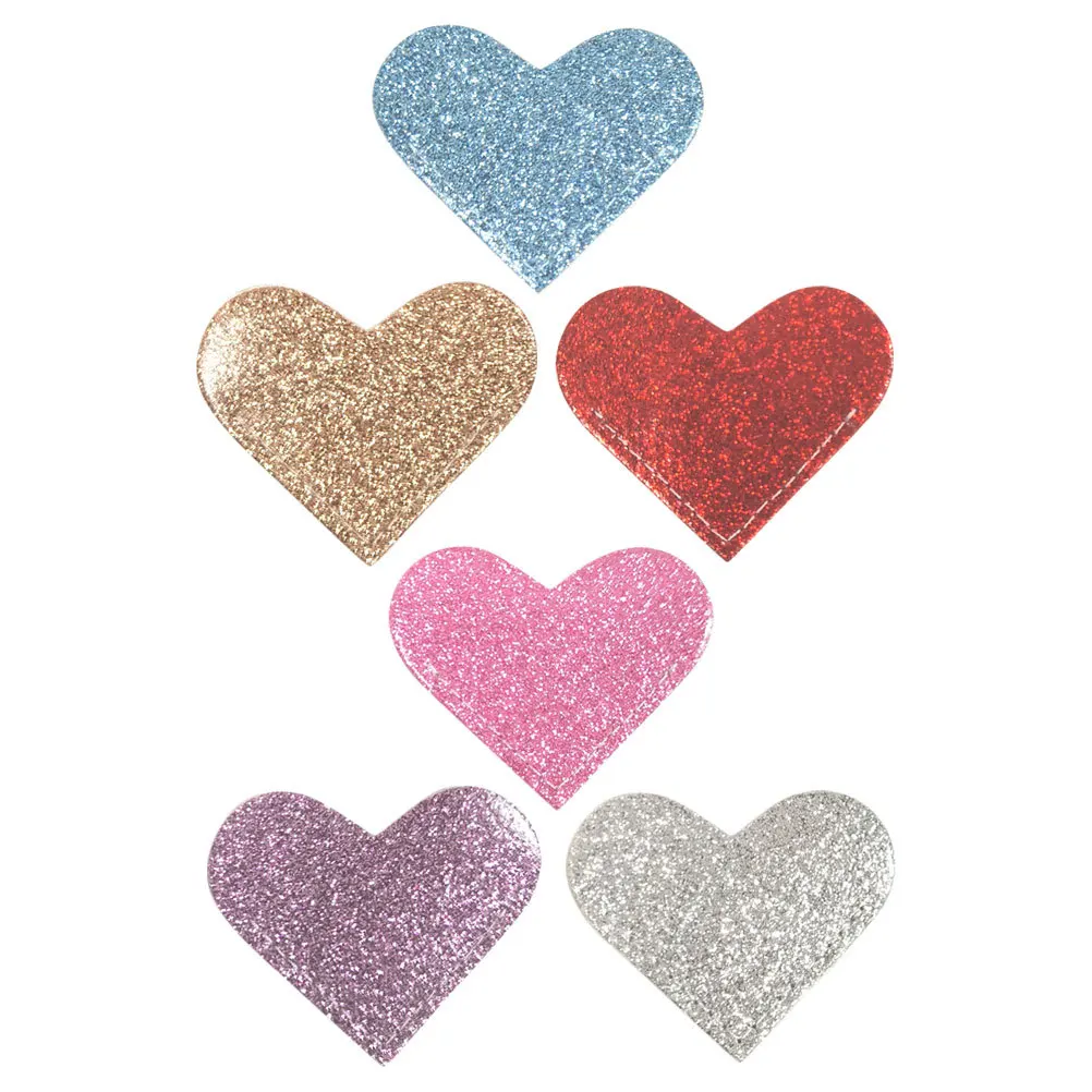 

6Pcs Heart Shaped Glitter PU Bookmarks Stylish Corner Page Holders for Students Teachers Office Classroom Reading Accessories