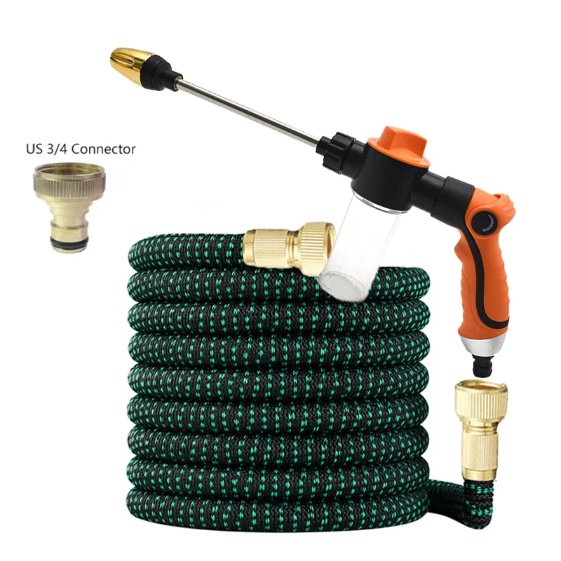 Garden Expandable Hose, High-Pressure Water Gun, Equipped With Foam Kettle, Used For Car Wash Cleaning And Garden Watering