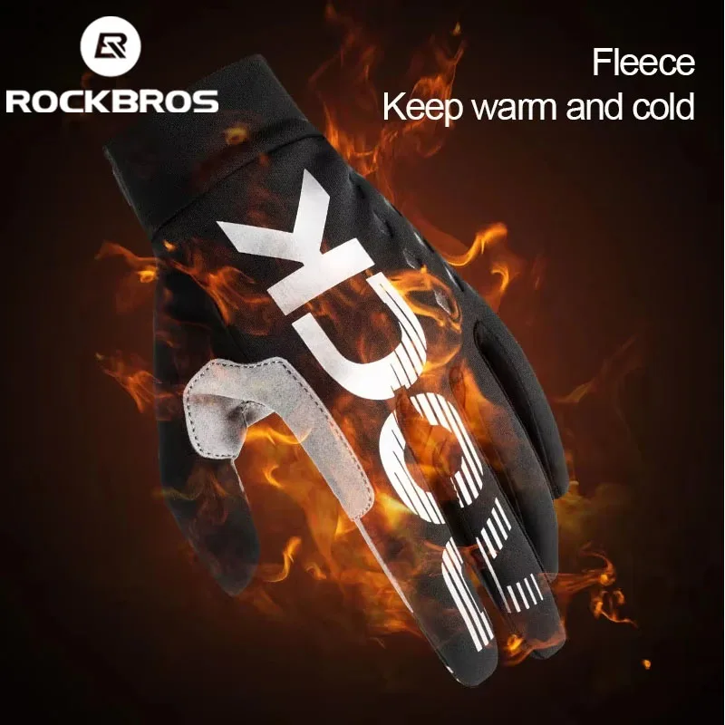 ROCKBROS Lokaler Versand Fahrrad-Warmhandschuhe Touchscreen-fähige Lange Fingerhandschuhe Wasserdicht Herbst Winter Fahrradhandschuhe Thermische Sportausrüstung