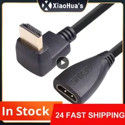 90 Degree Right Angle Elbow Adapter Cable Male To Female 4K HDMI-compatible Extension Cable For TV LCD Laptop PS3 Projector