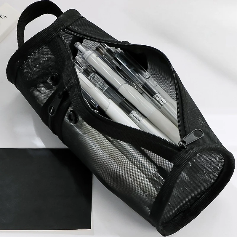 Simple Pen Container Student Pencil Case High-value Cylindrical Pencil Case Large-capacity Transparent Stationery Storage Box