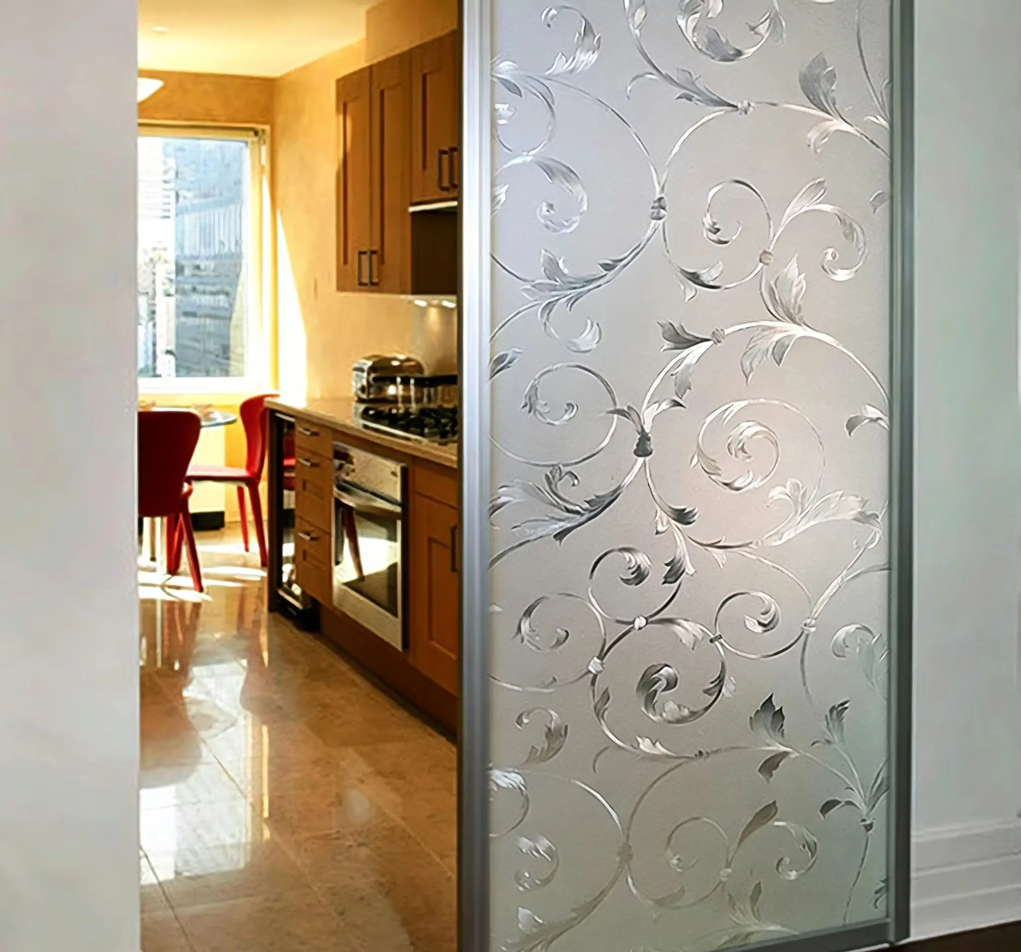 Vintage Translucent Privacy Window Film UV Protection Decorative Static Cling Removable for Bathroom Glass