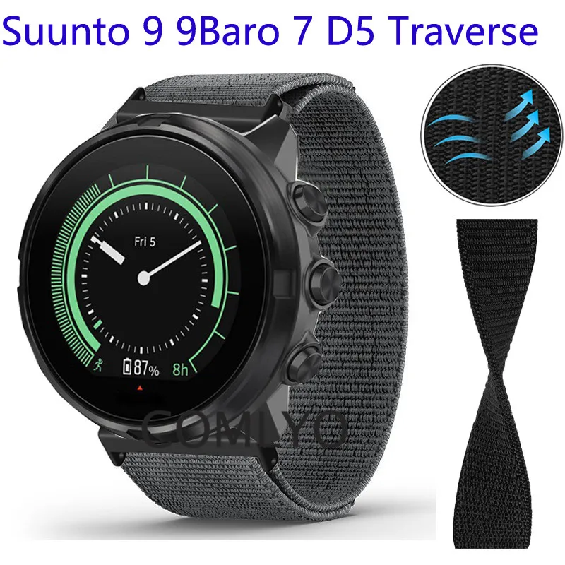 NEW Watchband For SUUNTO 9 Baro 7 Spartan D5 Strap Nylon Watch Band Hook&Look Soft Belt