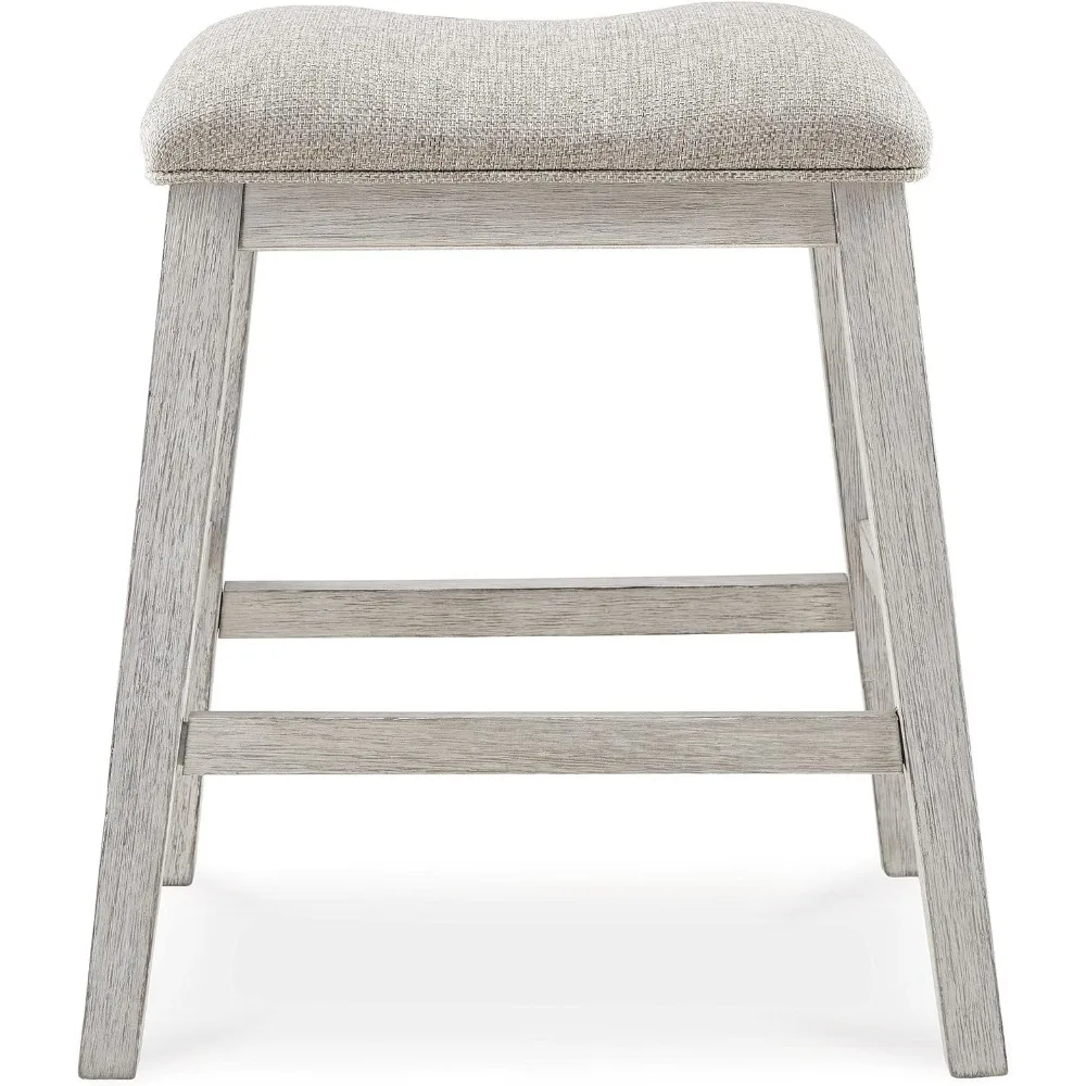 Skempton-taburete tapizado de 24 "de altura, Barstool moderno, 2 conteos, lavado en blanco