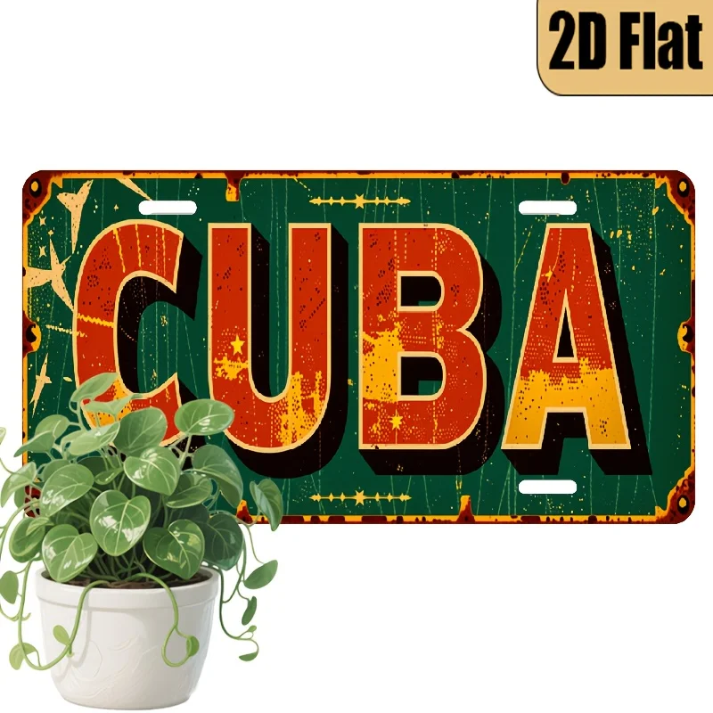 2D Flat Decorative Piece Featuring a Vintage-style License Plate Theme Titled 