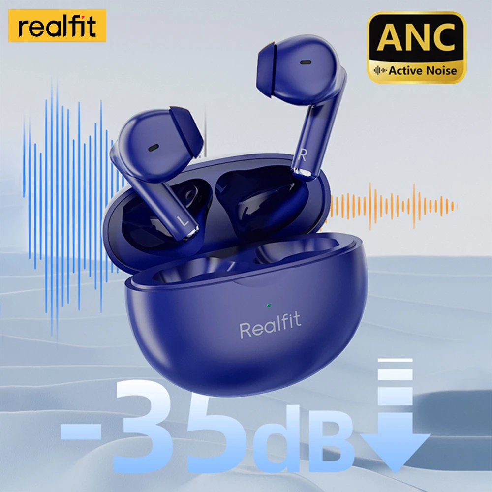 Realfit F2 Pro ANC Active Noice Cancellation Bluetooth Earphones ENC Call HIFI Stereo Superb Bass Wireless Earbuds Sport Gaming