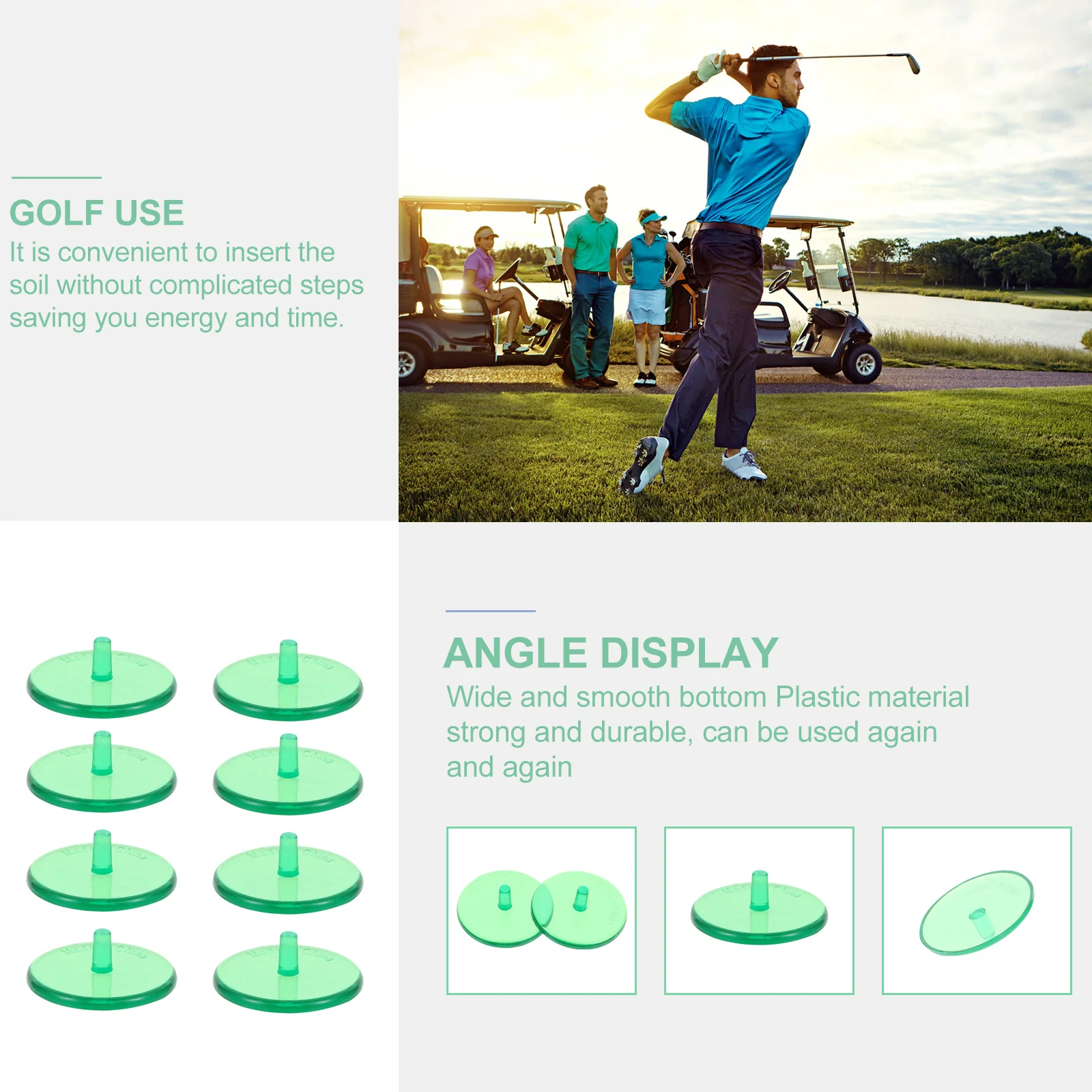 

100Pcs Golfs Balls Markers Easy Insert Soil Round Position Markers Time Saving Outdoor Supplies Plastic Golfs Marker