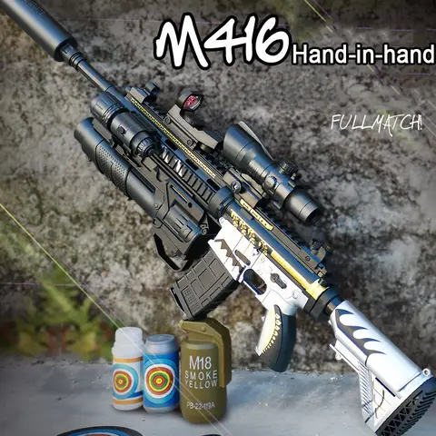 Burst M416 Tam Otomatik Oyuncak Tabanca Jel Mermi El-otomatik Çift Dergisi Açık Ebeveyn-çocuk Cs Interaktif Oyun