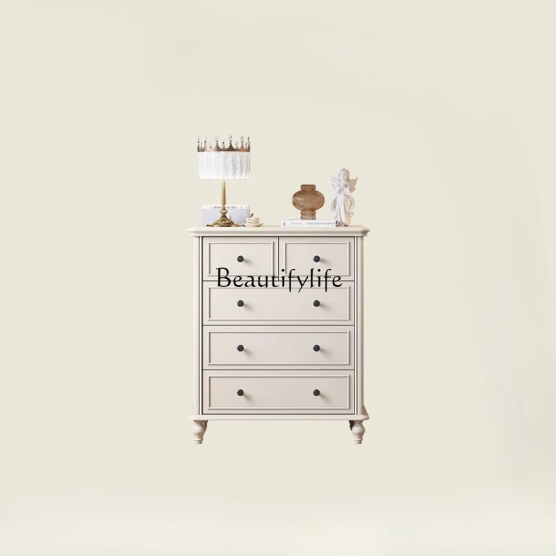 

American-style French-style Living Room Storage Cabinet Against The Wall Solid Wood Household Bedroom Storage Cabinet