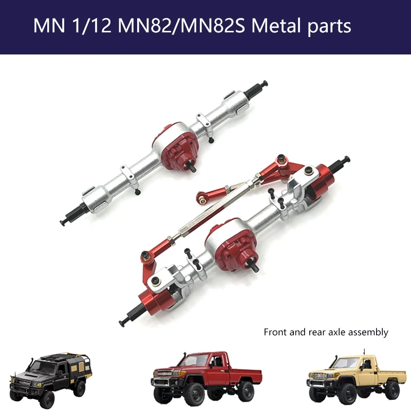 Mn82 lc79 82s 82por 1/12 rc carro atualização peças de metal kit montagem dianteiro e traseiro, amortecedor rc carros pneu eixo transmissão chassi