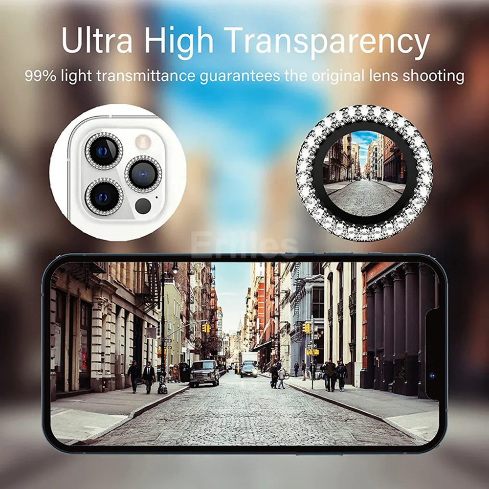 9D Rear Diamond Lens Protector For Iphone 16 Pro Max Camera Tempered Glass For Iphone 14 15 Pro Max 16 Plus Ring Cover Case Film