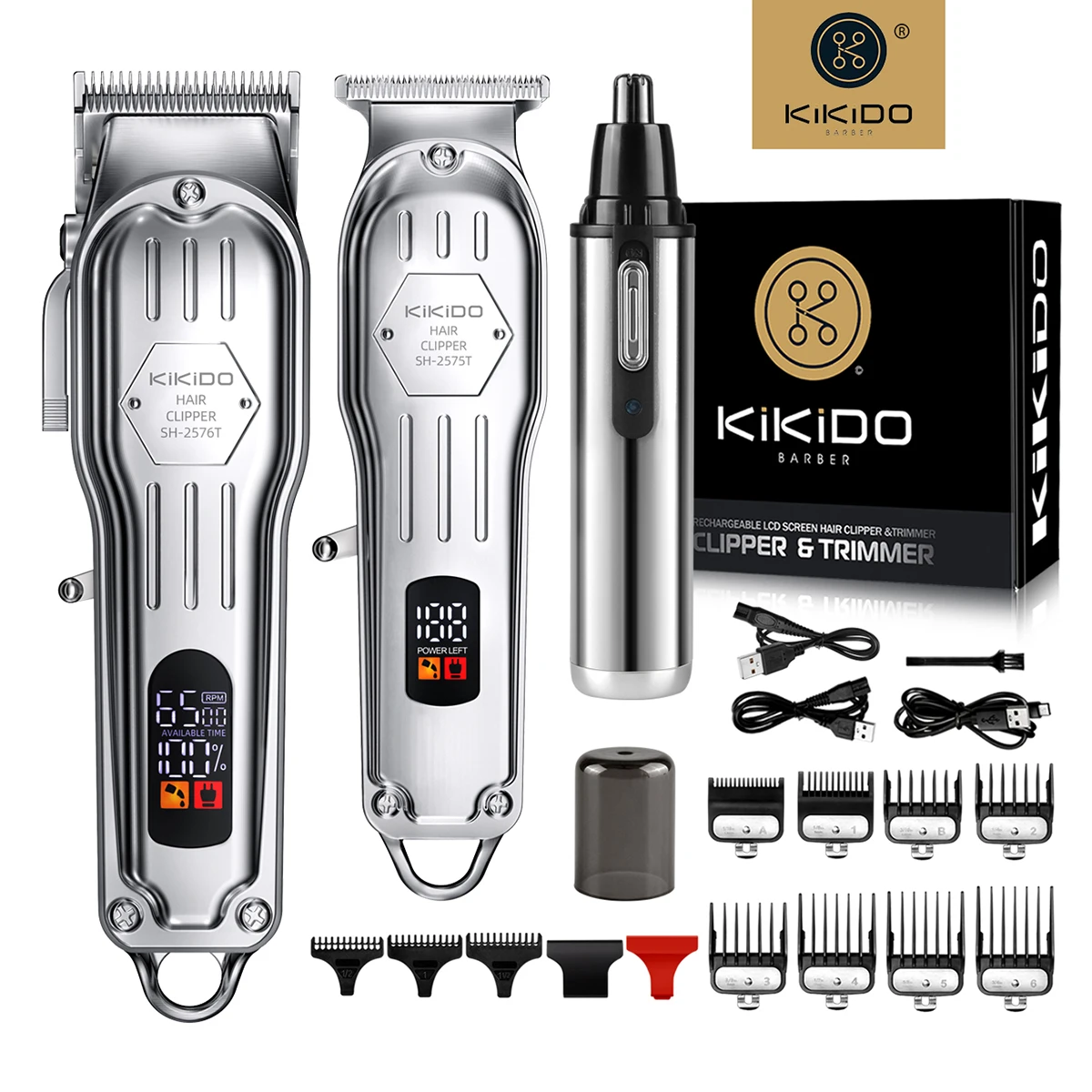 

KIKIDO three piece salon hair clipper original electric cordless hair clipper professional men's shaving nose hair trimmer 2575T