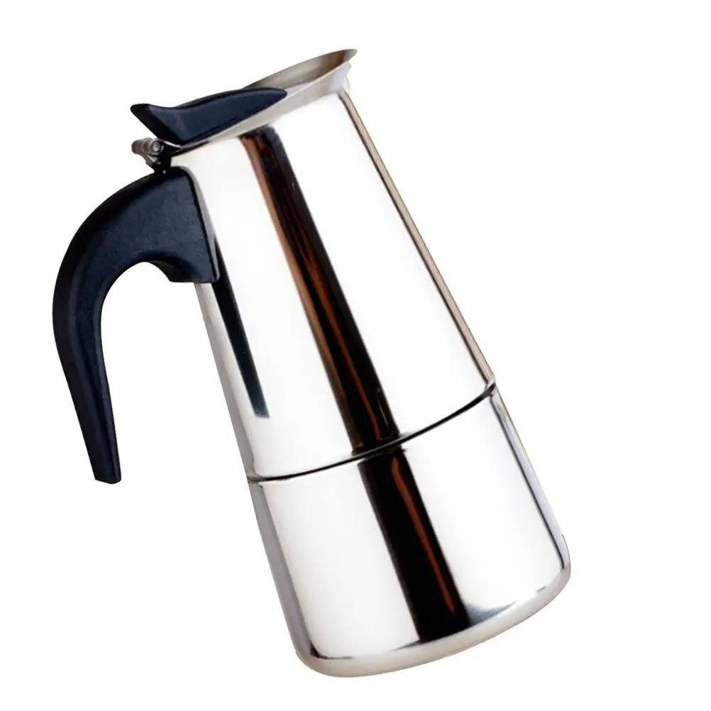200ml Stainless Steel Coffee Maker Pot Moka Espresso Latte Stovetop Percolator Small Size Easy Clean Home Office Travel