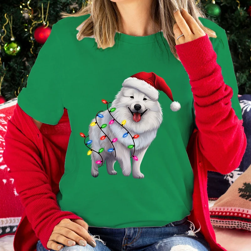 

New Hot Christmas Dog T-Shirts Fashion Women Men Summer Tee Shirt Unisex Casual Short Sleeve Round Neck Tops T-Shirts