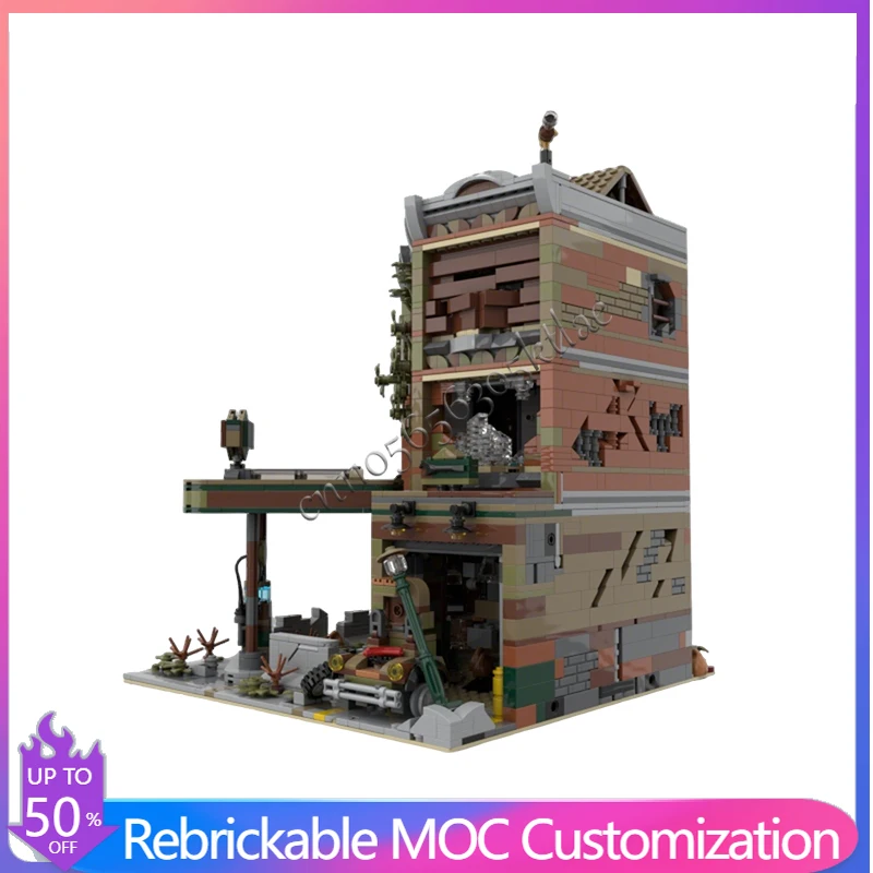 2968 Pezzi Casa Strada 10264 Garage Angolare Versione Apocalisse MOC Personalizzabile Modulare Mattoncini da Costruzione Fai da Te Giocattolo Regalo Festivo