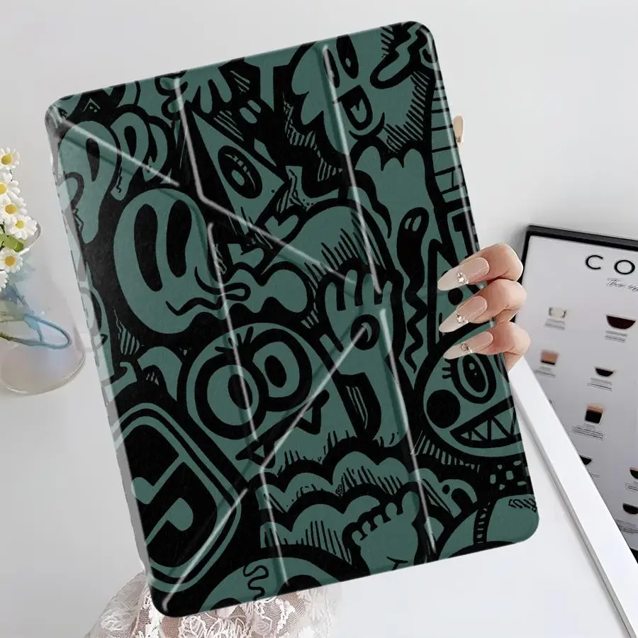

Стильный чехол-подставка Cool Art Graffiti Y-Fold для планшетов iPad Air 4 5 M3 M2 1 2 M4 11 дюймов Pro 2025 Mini 6 7 Pro 11-го 10-го 9-го 8-го поколений