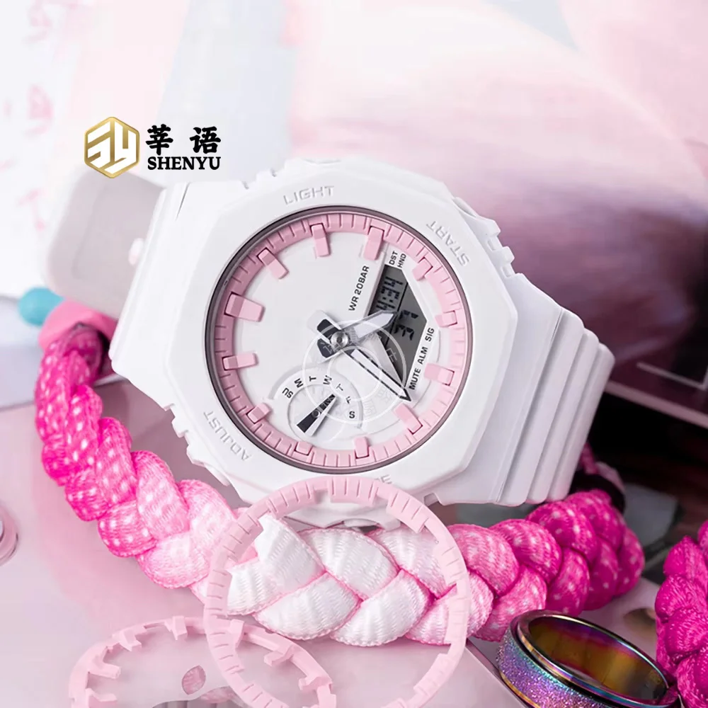 Shenyu ساعة الطلب ل كاسيو GMA-S2100 قوس قزح اللون شخصية غير مضيئة الهاتفي لتقوم بها بنفسك تعديل ساعة نسائية اكسسوارات
