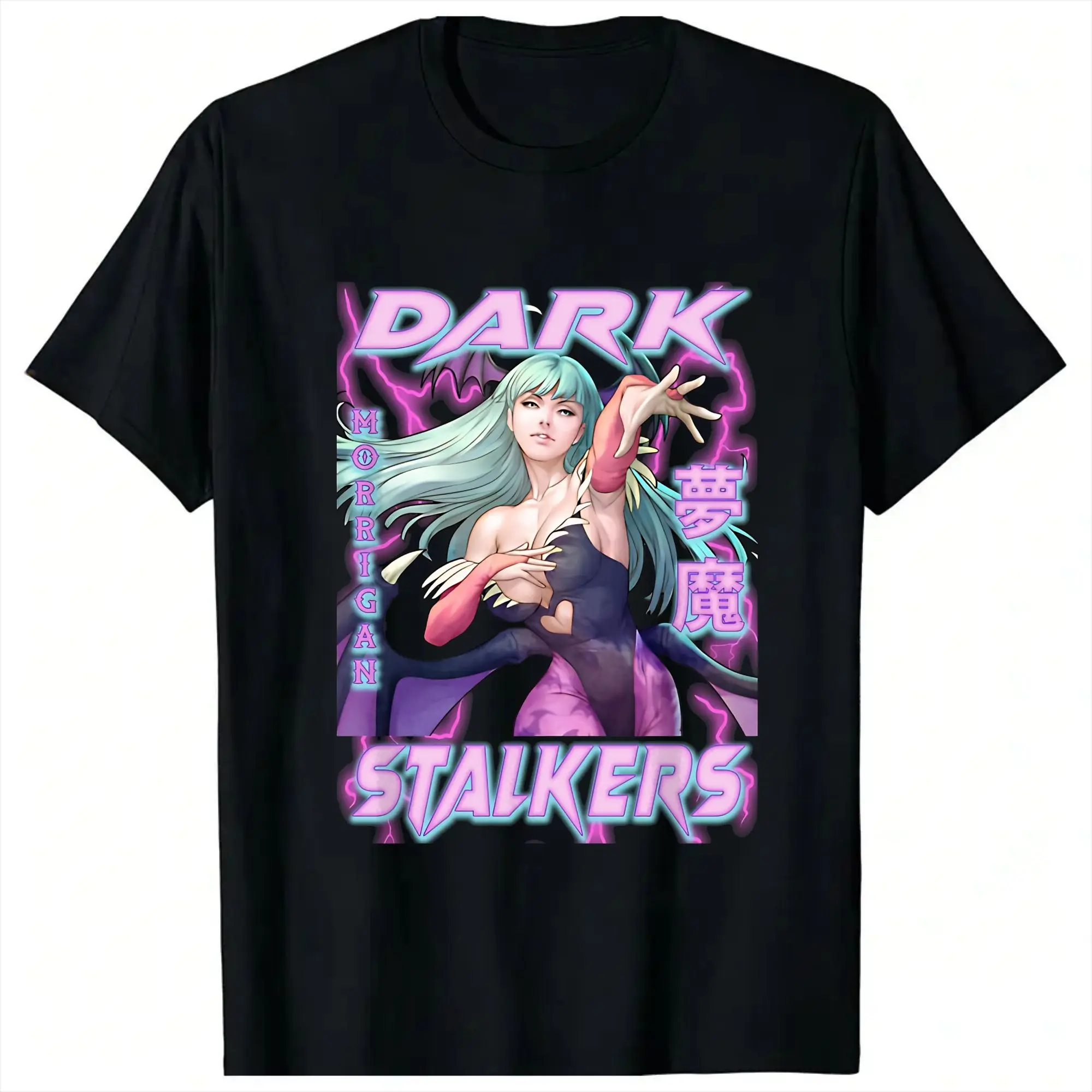 Men's T-Shirts Darkstalkers   Morrigan Aensland Vintage Pure Cotton Tees Short Sleeve  T Shirts O Neck Tops Classic