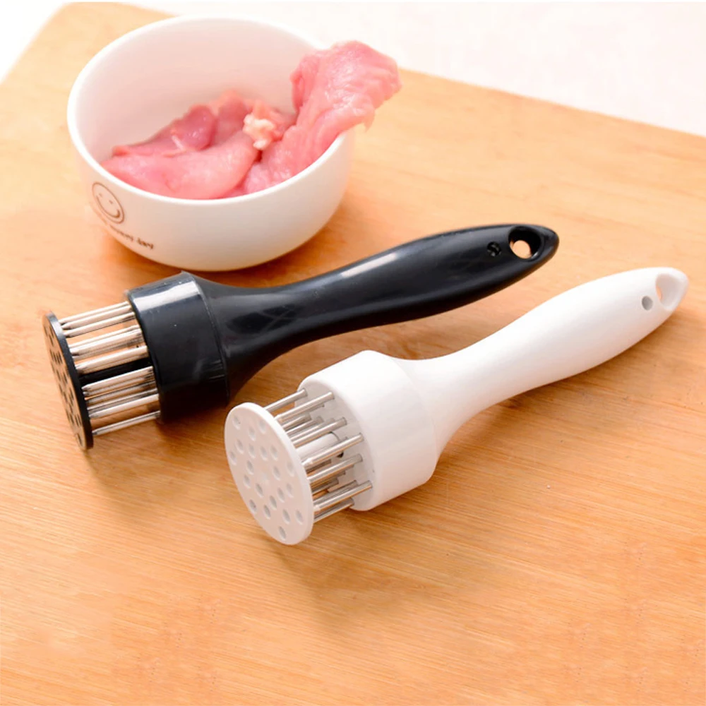 1PC Meat Tenderizer Stainless Steel Meat Looser Automatic Spring Meat Hammer Rib Breaking Perforator Kitchen Meat Gadgets